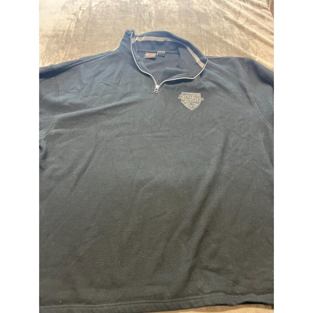 Harley Davidson Black Pullover long Sleeve 2XL 1/4 Zip Columbus‎ Georgia Closed